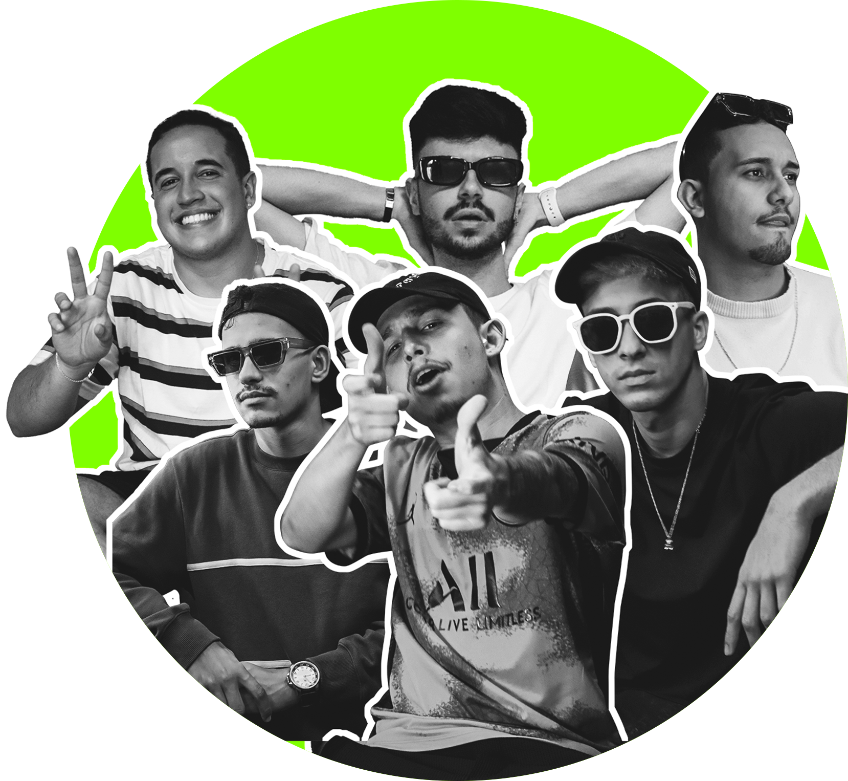 Os seis integrantes do Resenha.com